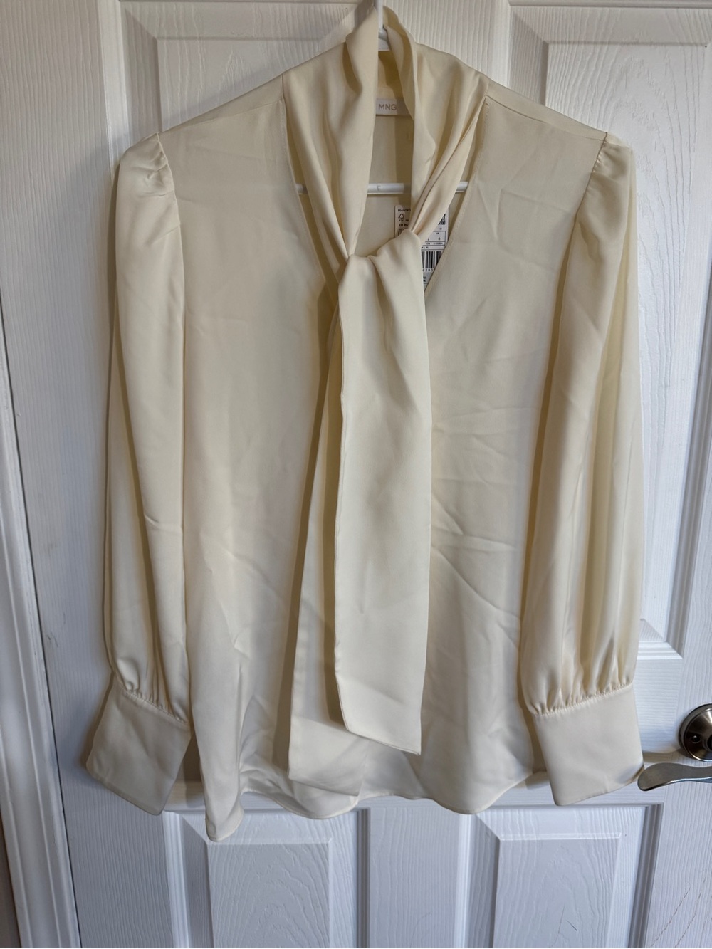 Mango Cream Tie-Neck Blouse size XS